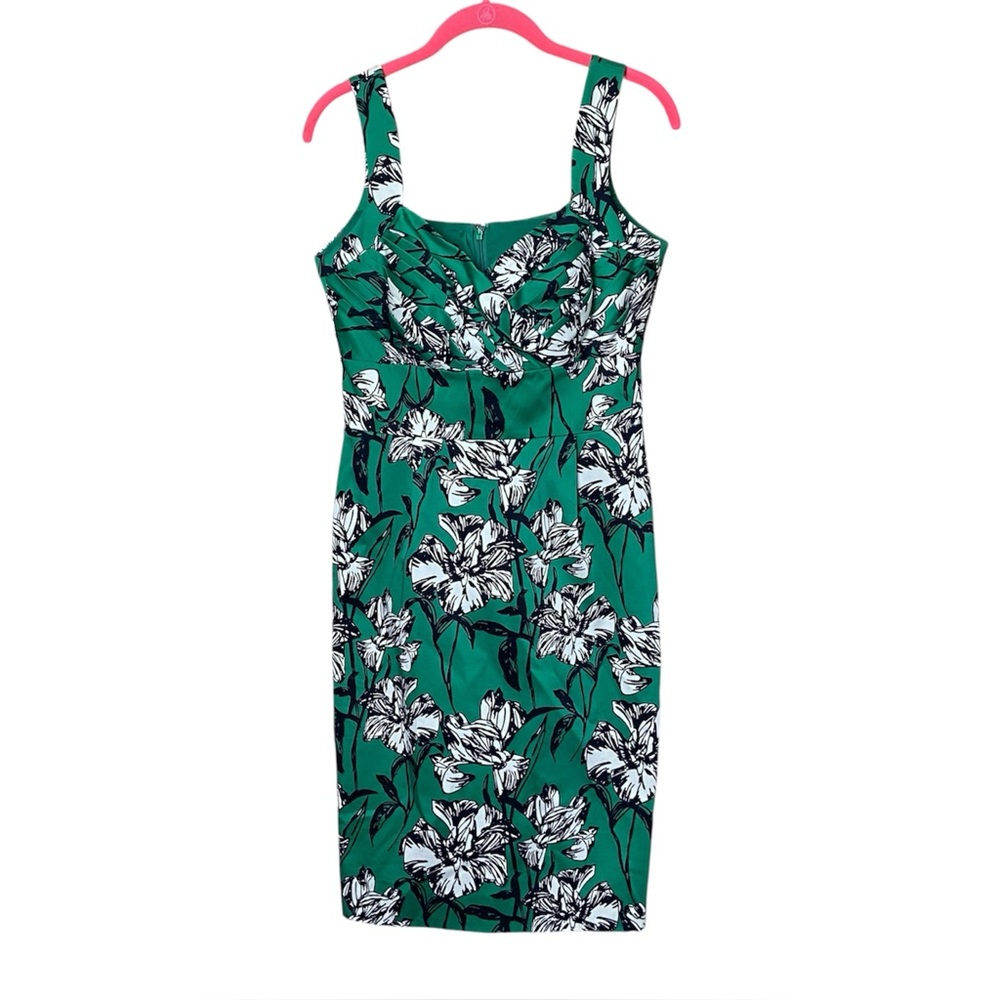 Hobbs London Invitation Sleeveless Shift Dress Green Floral 10